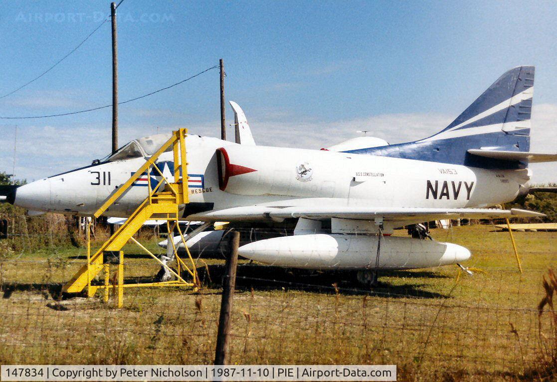147834, Douglas A-4C Skyhawk C/N 12598, A-4C Skyhawk displayed at the Florida Military Aviation Museum at Clearwater Airport in VA-153 colours as 148592 shot down over North Vietnam on October 20, 1966.
