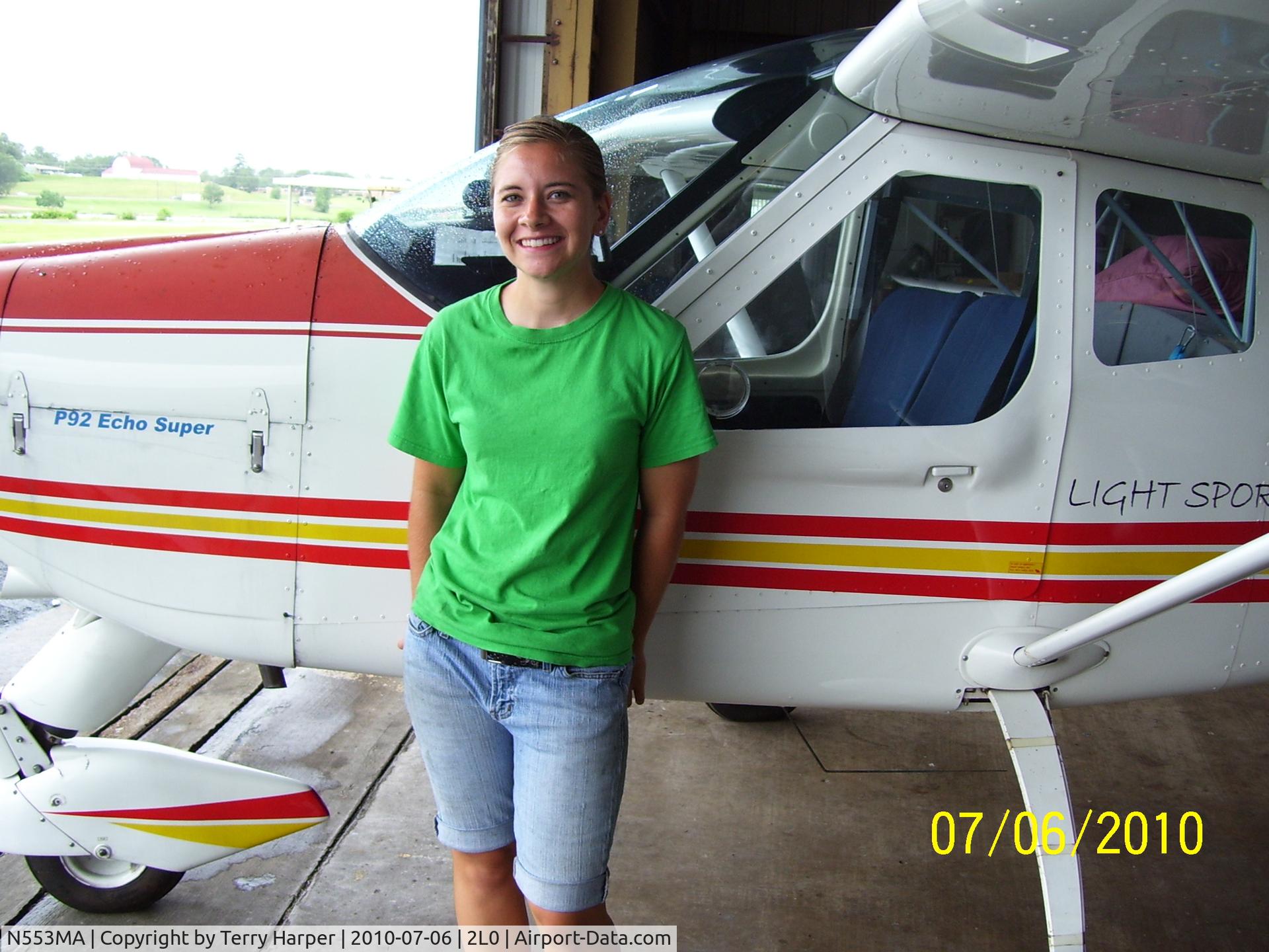 N553MA, 2007 Tecnam P-92 Echo Super C/N 1044, Flight instructor Amanda May waiting for a break in the weather.