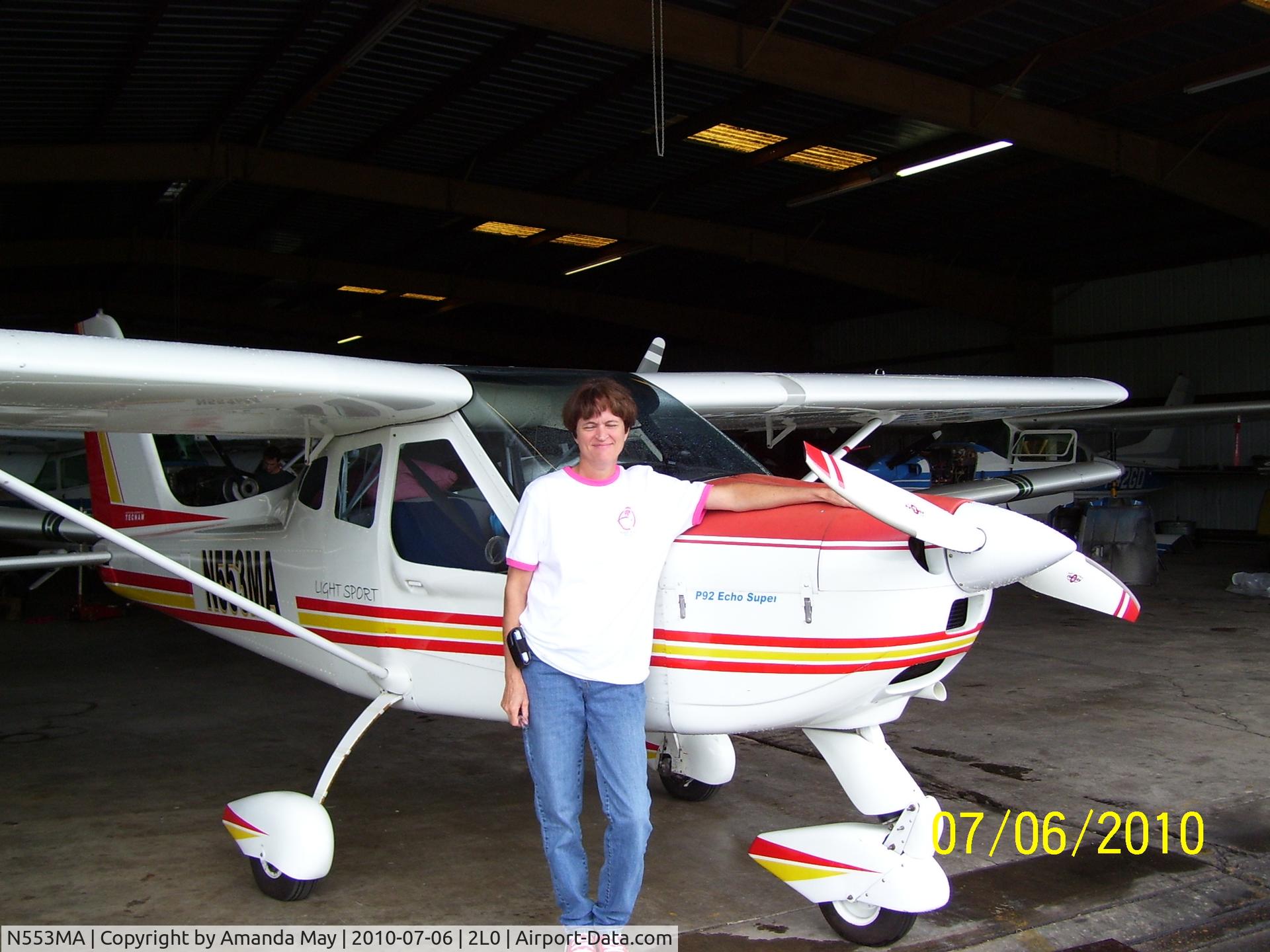 N553MA, 2007 Tecnam P-92 Echo Super C/N 1044, Student pilot Terry Harper waiting for a break in the weather.