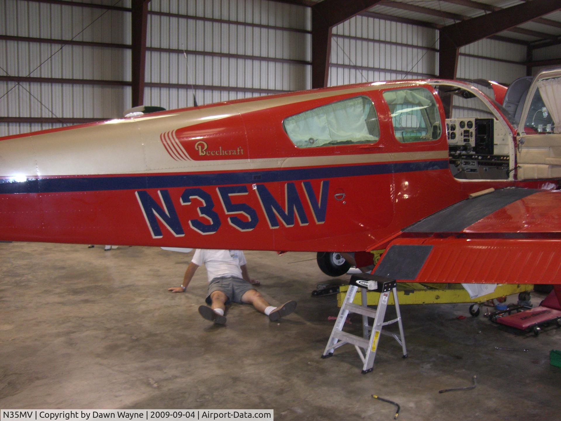 N35MV, 1967 Beech V35A Bonanza C/N D-8617, On jack stands during 2009 Annual