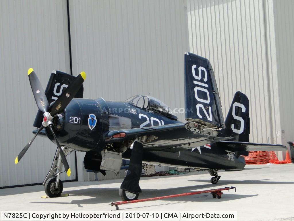 N7825C, 1948 Grumman F8F-2 (G58) Bearcat C/N D.1227, Parked outside CAF Hanger with wings folded up

122674 to civil registry as N7825C