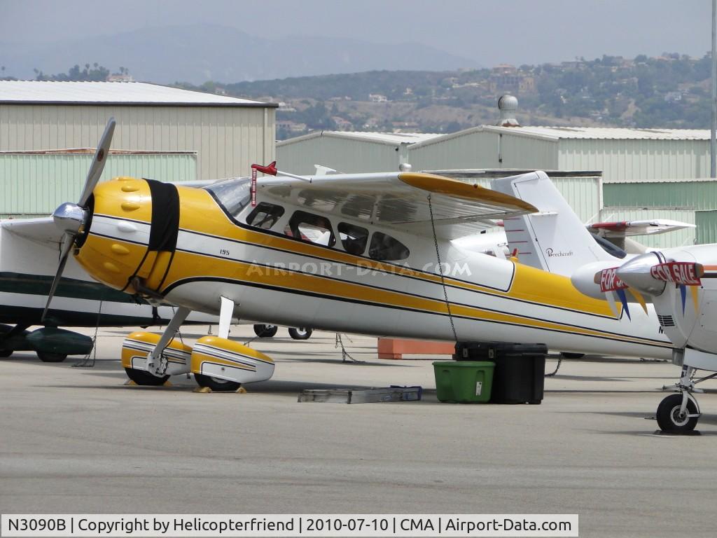 N3090B, 1952 Cessna 195B Businessliner C/N 7975, Tied down and parked with tool boxes next to it