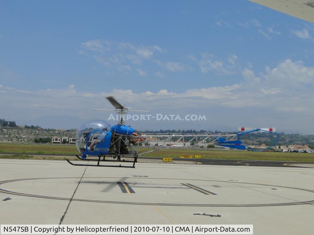N547SB, 1954 Bell 47G C/N 5, Hovering waiting permission to air taxi for take off