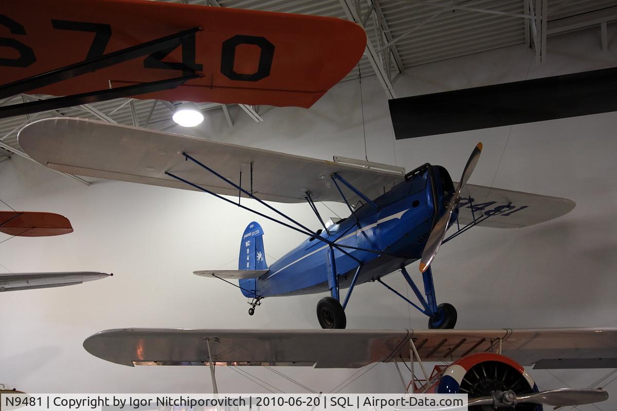 N9481, 1933 Fairchild 22 C7D C/N 911, On display in Hiller Aviation Museum.