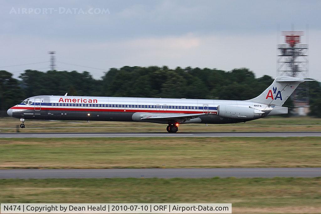 N474, 1988 McDonnell Douglas MD-82 (DC-9-82) C/N 49649, American Airlines N474 (FLT AAL409) departing RWY 5 late in the day enroute to Dallas/Ft Worth Int'l (KDFW).