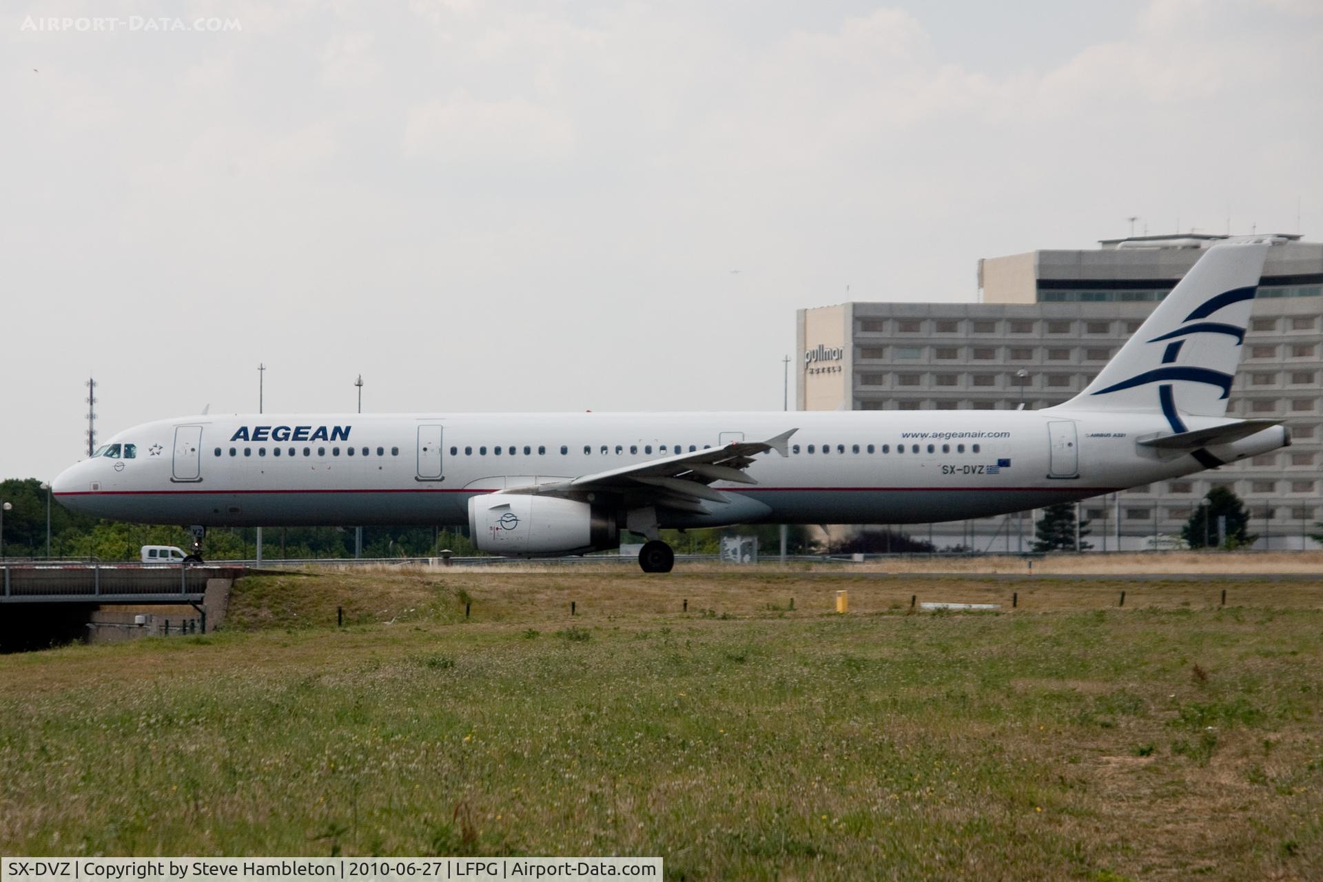 SX-DVZ, 2009 Airbus A321-231 C/N 3820, From the 'Mound' at Paris Charles-de-Gaulle