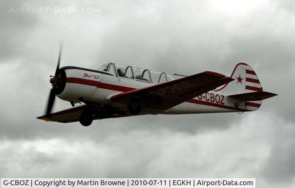 G-CBOZ, 1981 Bacau Yak-52 C/N 811308, SHOT AT HEADCORN