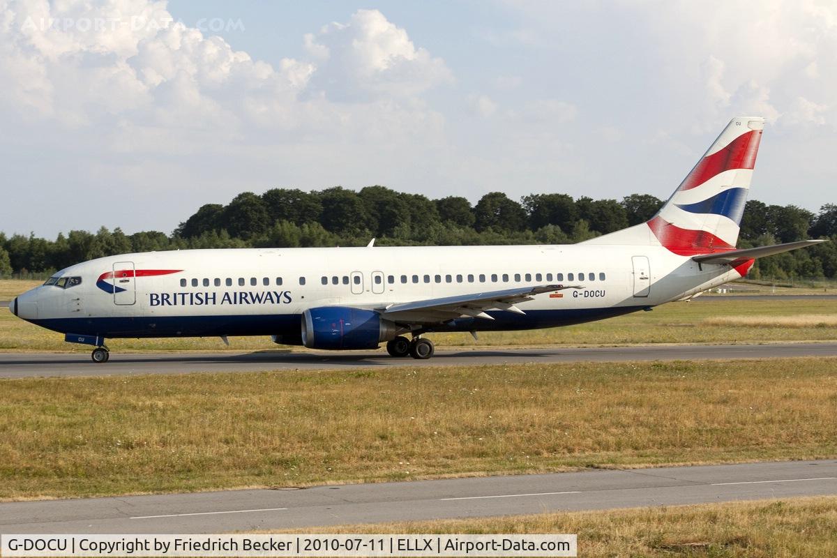 G-DOCU, 1992 Boeing 737-436 C/N 25854, taxying to the active
