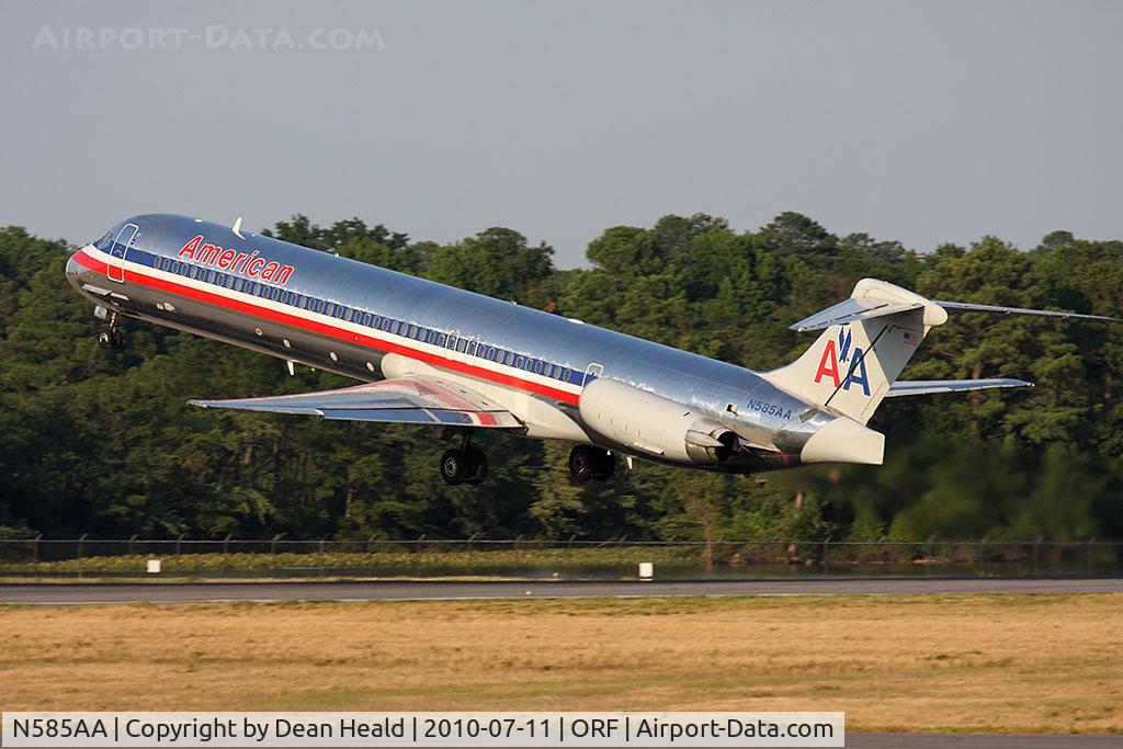 N585AA, 1991 McDonnell Douglas MD-82 (DC-9-82) C/N 53248, American Airlines N585AA (FLT AAL1187) departing RWY 5 enroute to Dallas/Fort Worth Int'l (KDFW).