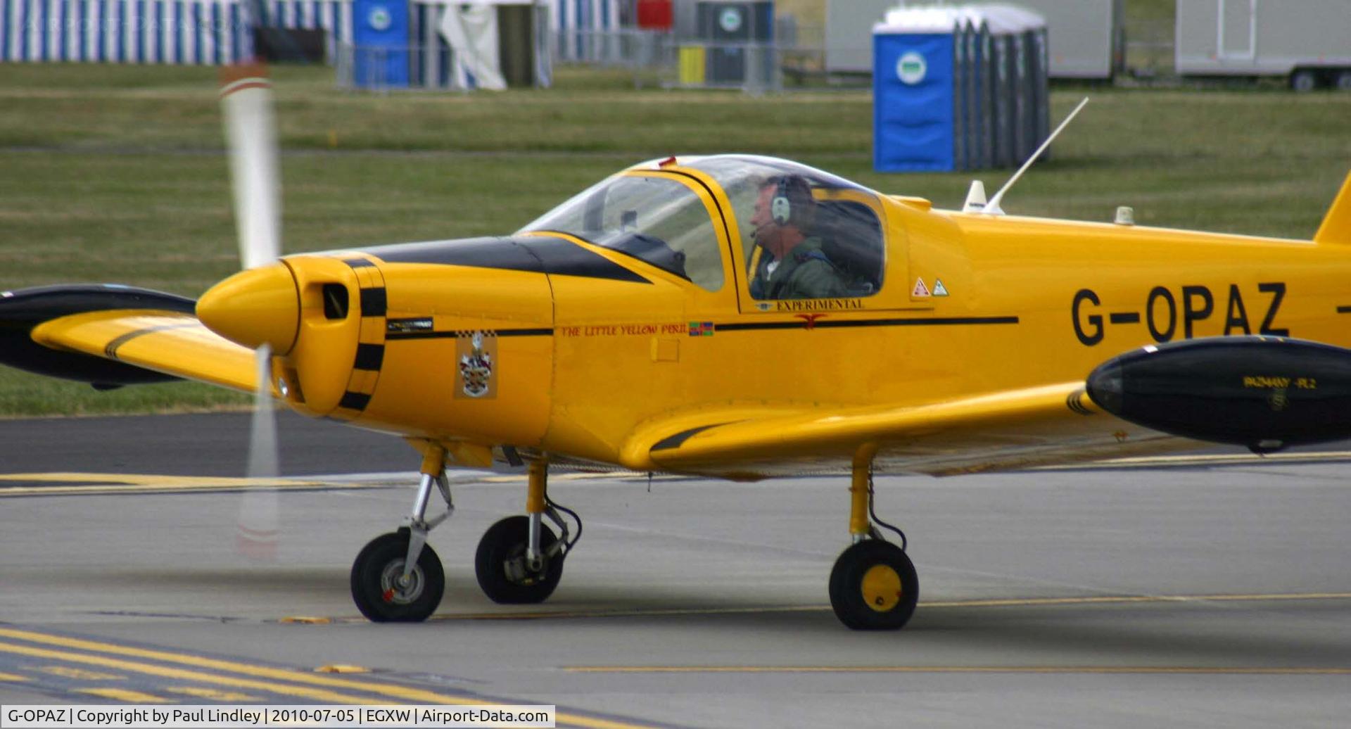 G-OPAZ, 2001 Pazmany PL-2 C/N PFA 069-10673, departing after the airshow,having been on static display