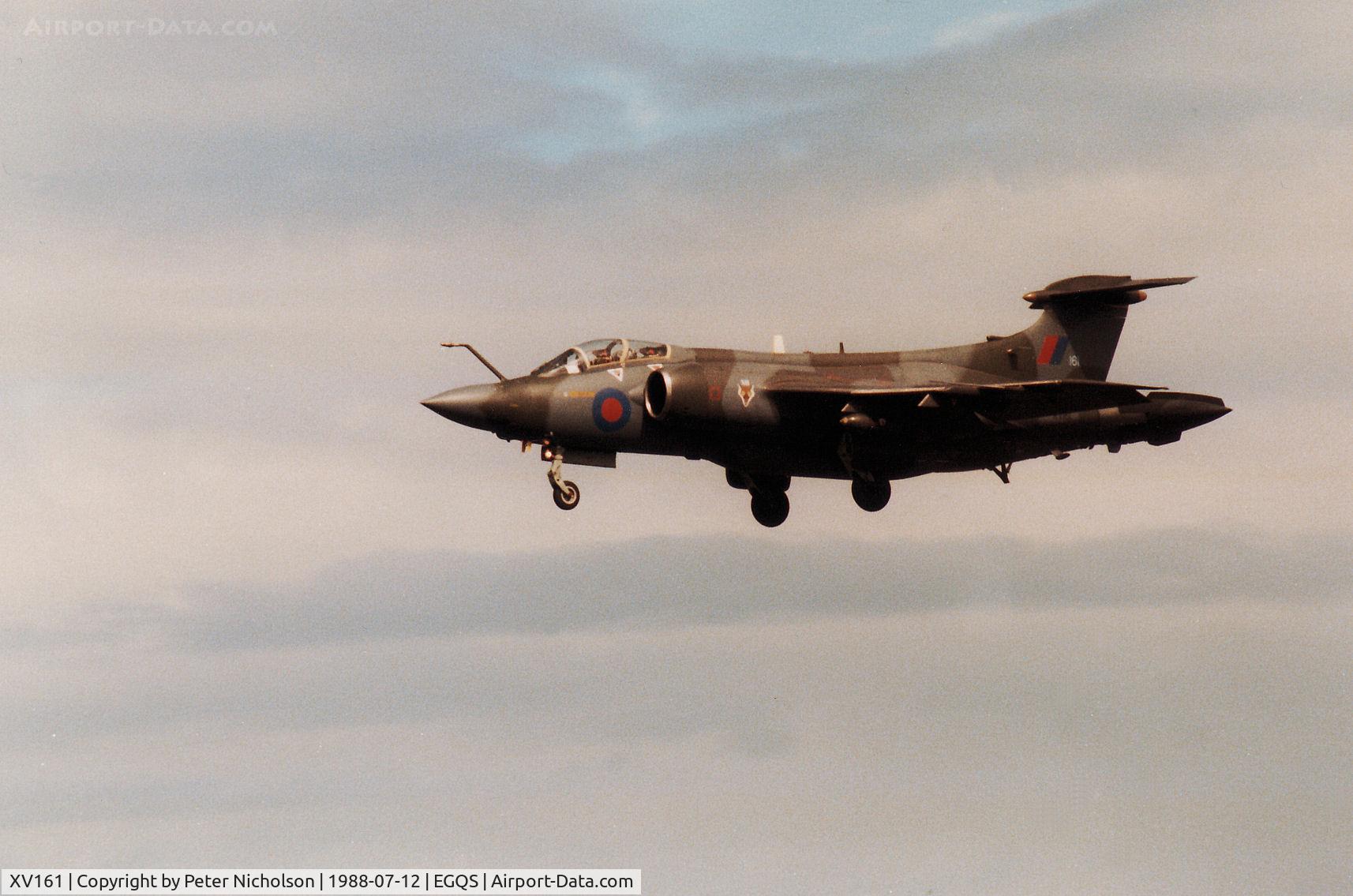 XV161, 1966 Hawker Siddeley Buccaneer S.2B C/N B3-02-66, Buccaneer S.2B of 12 Squadron on final approach to RAF Lossiemouth in the Summer of 1988.