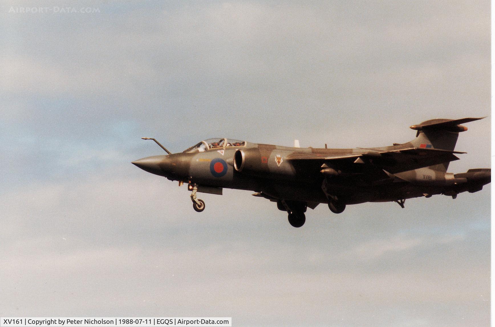 XV161, 1966 Hawker Siddeley Buccaneer S.2B C/N B3-02-66, Buccaneer S.2B of 12 Squadron on finals to RAF Lossiemouth in the Summer of 1988.