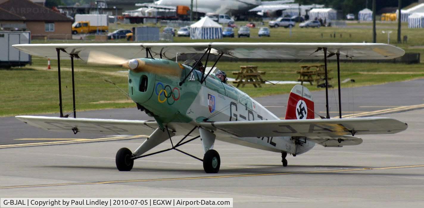 G-BJAL, 1957 Bucker 1-131E Jungmann C/N 1028, appeared on static at the airshow