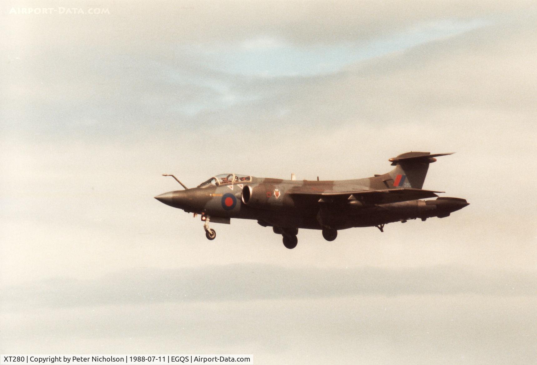 XT280, 1965 Hawker Siddeley Buccaneer S.2B C/N B3-02-65, Buccaneer S.2B of 12 Squadron on final approach to RAF Lossiemouth in the Summer of 1988.