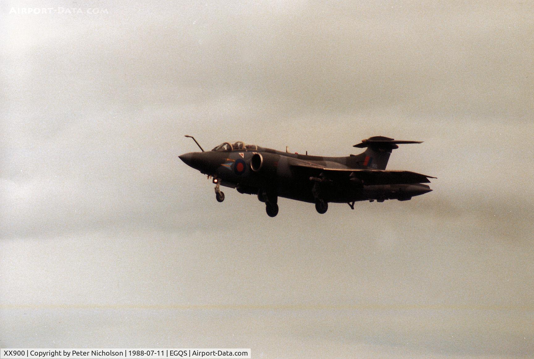 XX900, 1976 Hawker Siddeley Buccaneer S.2B C/N B3-05-75, Buccaneer S.2B of 208 Squadron on final approach to RAF Lossiemouth in the Summer of 1988.