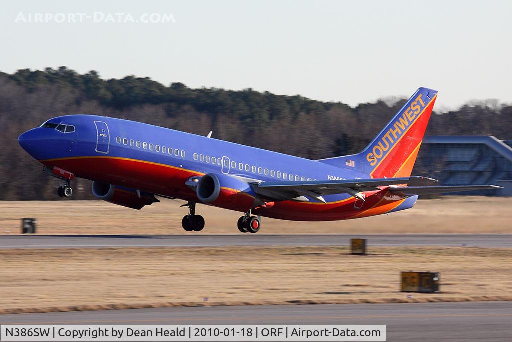 N386SW, 1994 Boeing 737-3H4 C/N 26601, Southwest Airlines N386SW (FLT SWA439) departing RWY 5 enroute to Jacksonville Int'l (KJAX).