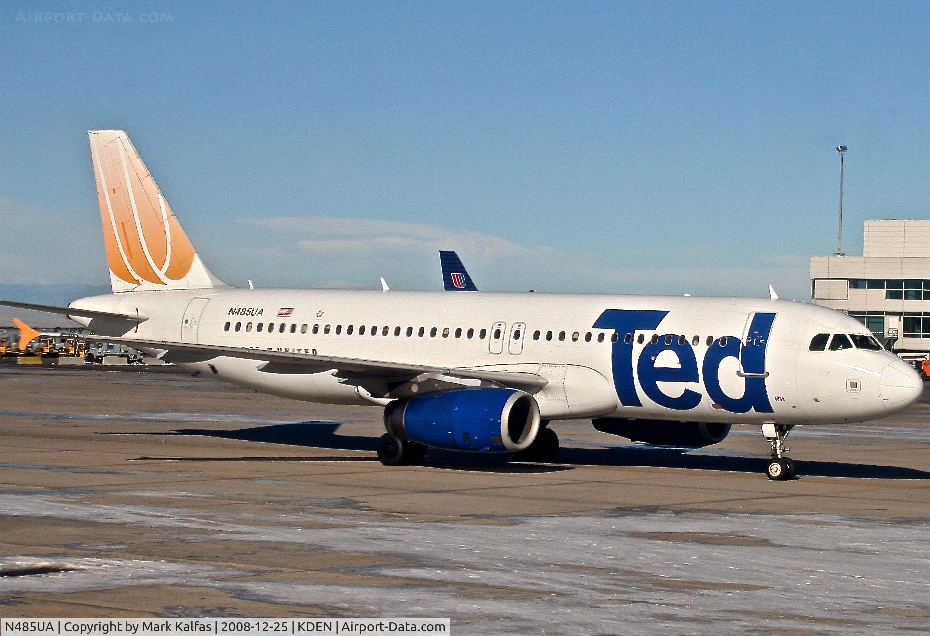 N485UA, 2001 Airbus A320-232 C/N 1617, Ted/United Airlines Airbus A320-232, N485UA on Bravo Sierra KDEN.