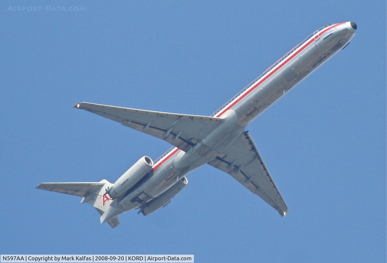 N597AA, 1992 McDonnell Douglas MD-83 (DC-9-83) C/N 53287, American Airlines Mcdonnell Douglas DC-9-83(MD-83), N597AA on approach KORD.