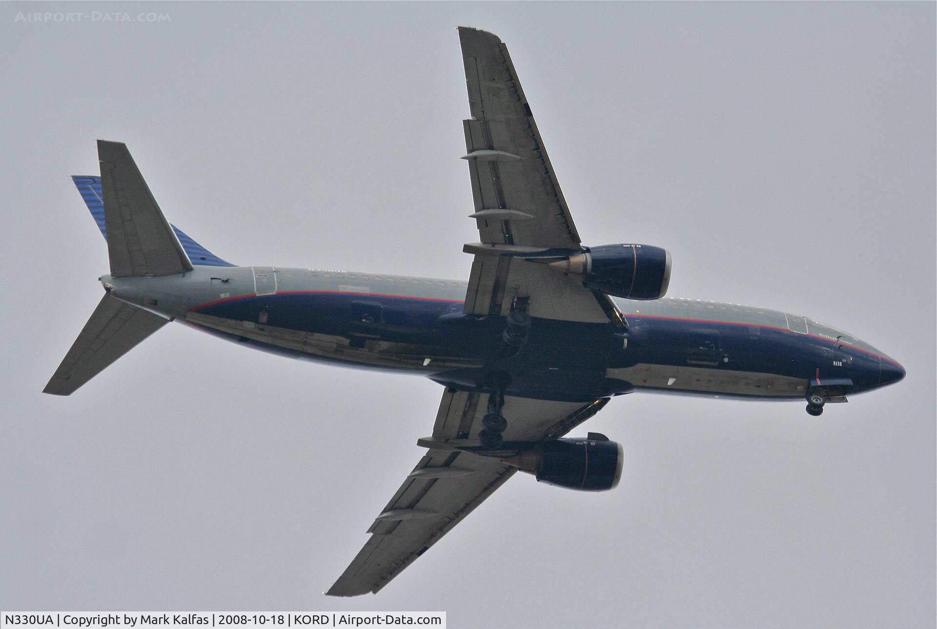 N330UA, 1988 Boeing 737-322 C/N 24191, United Airlines Boeing 737-322, N330UA 4R approach KORD.
