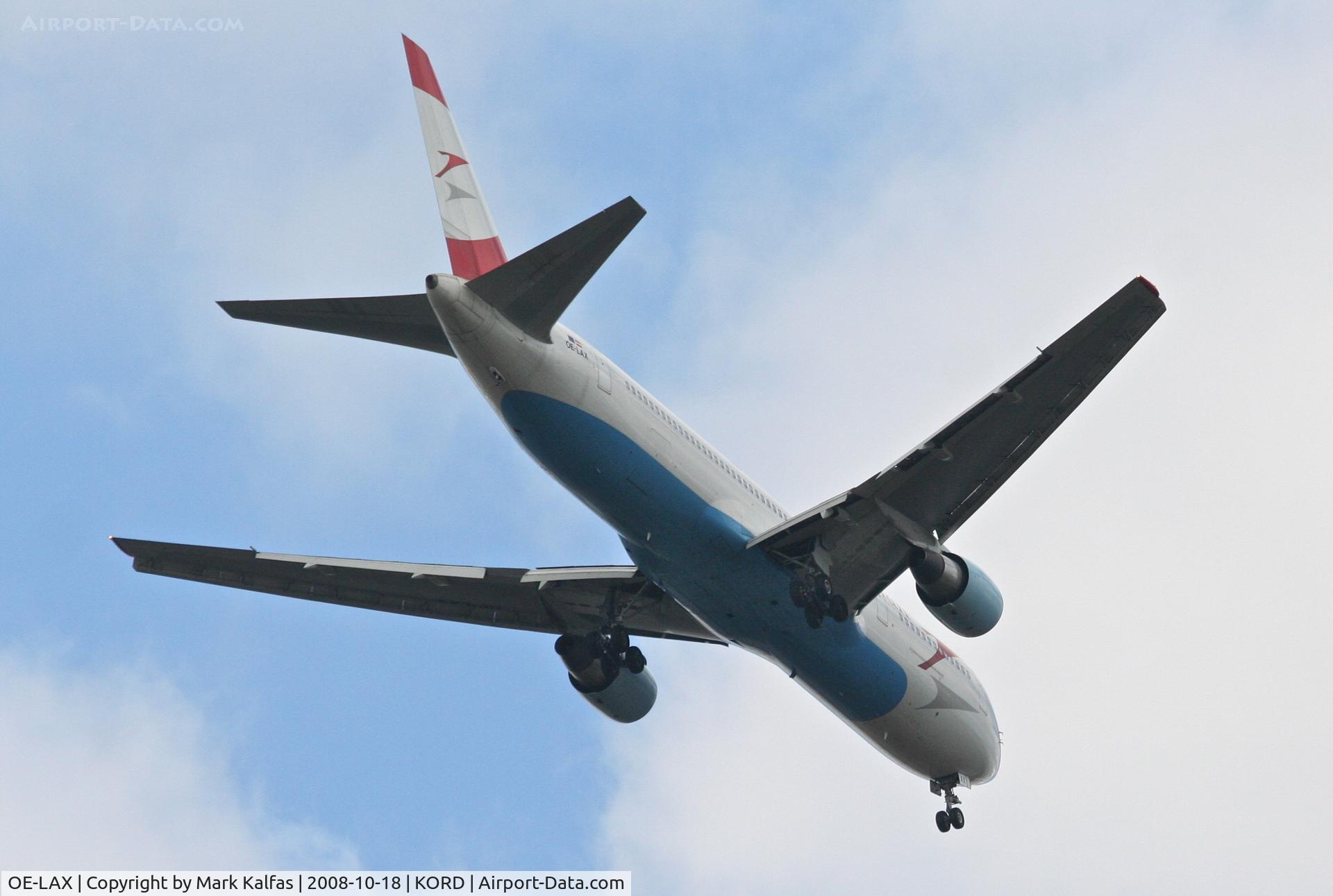 OE-LAX, 1992 Boeing 767-3Z9/ER C/N 27095, Austrian Boeing 767-3Z9, OE-LAX on the 4R approach KORD.
