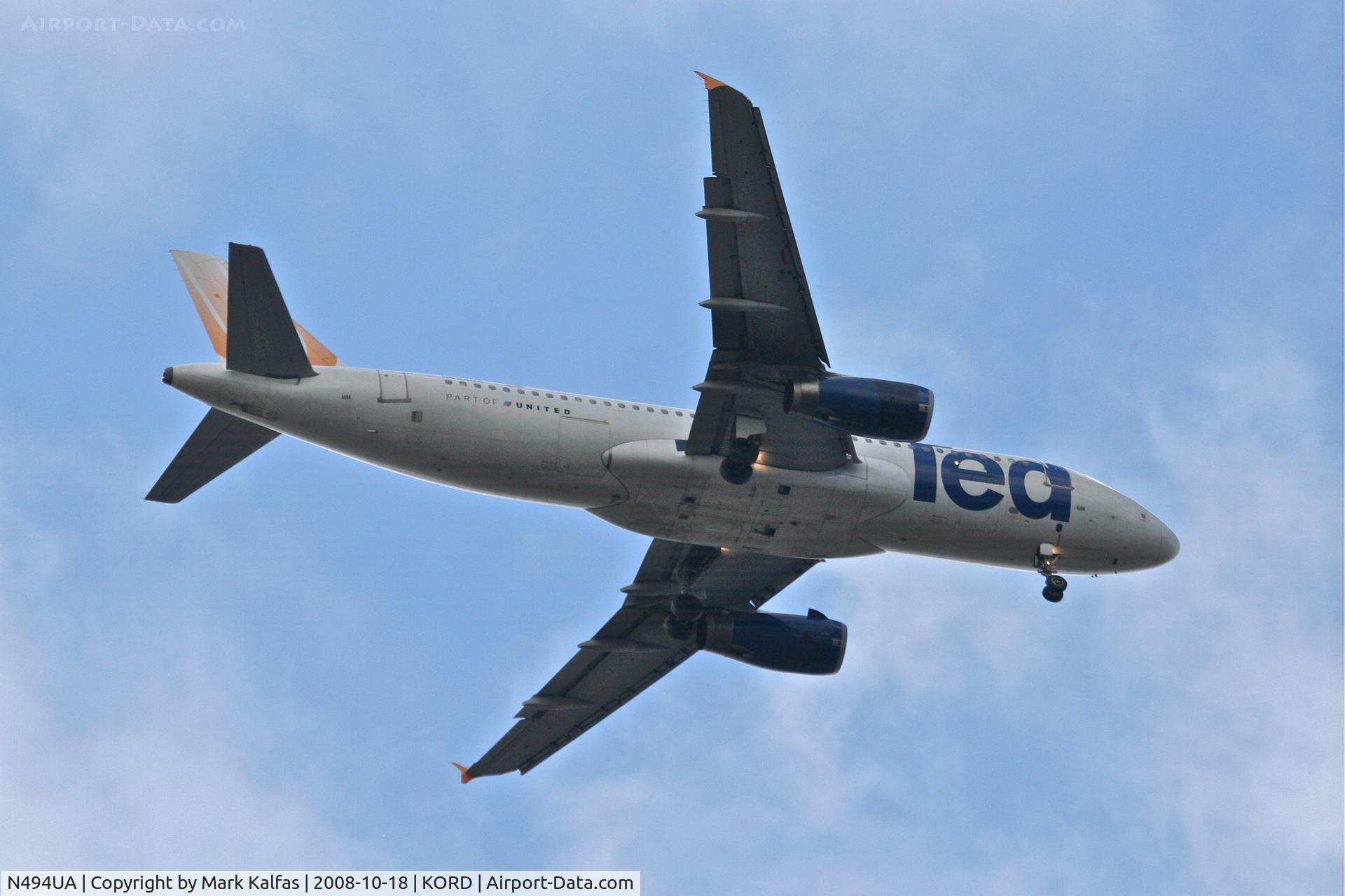 N494UA, 2002 Airbus A320-232 C/N 1840, TED/United Airlines Airbus A320-232, N494UA on the 4R approach KORD.