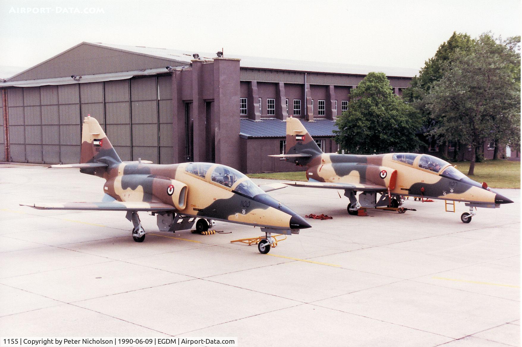 1155, CASA C-101CC Aviojet C/N CC04-08-116, CASA Aviojet of 11 Squadron Royal Jordanian Air Force on the flight-line alongside 1156 at the 1990 Boscombe Down Battle of B ritian 50th Anniversary Airshow.