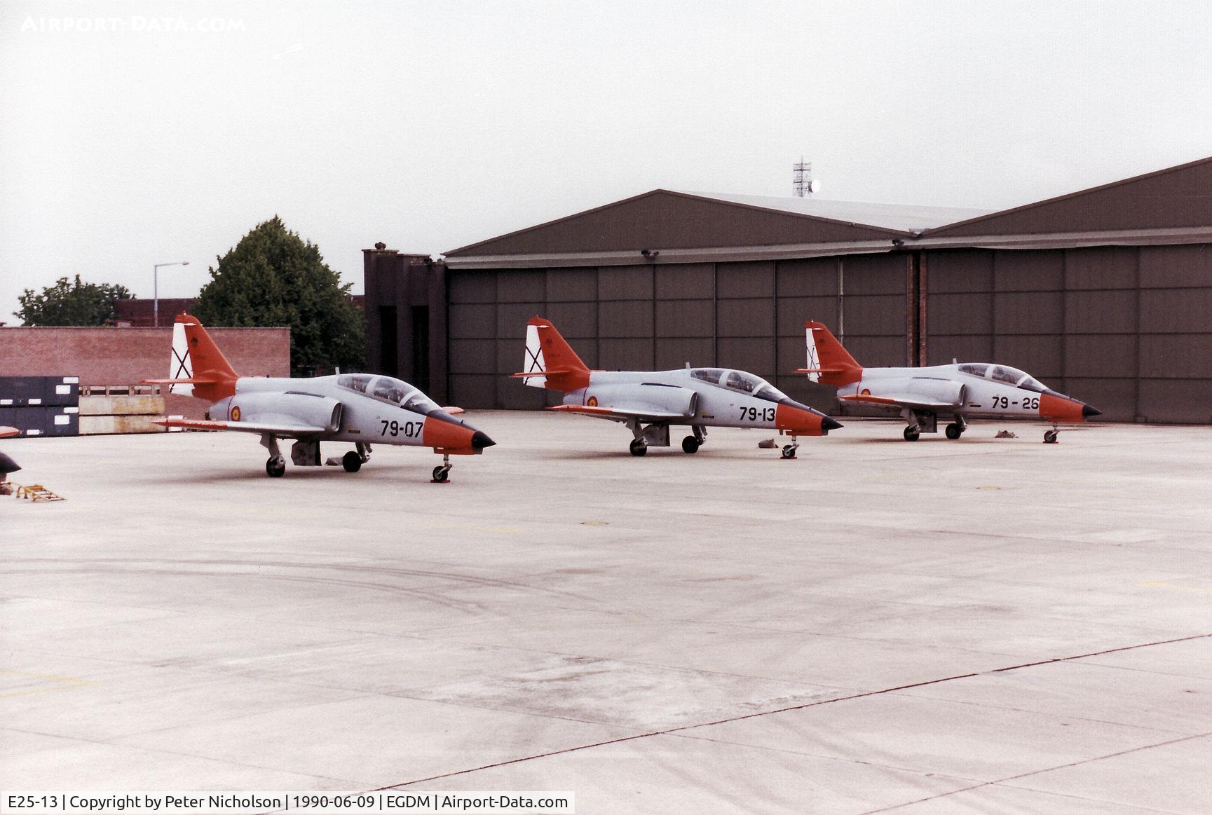 E25-13, CASA C-101EB Aviojet C/N EB01-13-013, CASA 101EB Aviojet of Ala 79 Spanish Air Force on the flight-line at the 1990 Boscombe Down Battle of Britain 50th Anniversary Airshow.