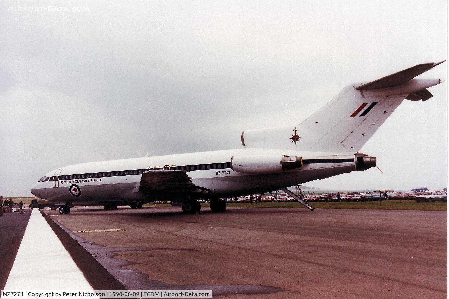 NZ7271, 1968 Boeing 727-100C C/N 19892, Boeing 727-100C of 40 Squadron Royal New Zealand Air Force in the static park of the 1990 Boscombe Down Battle of Britain 50th Anniversary Airshow.