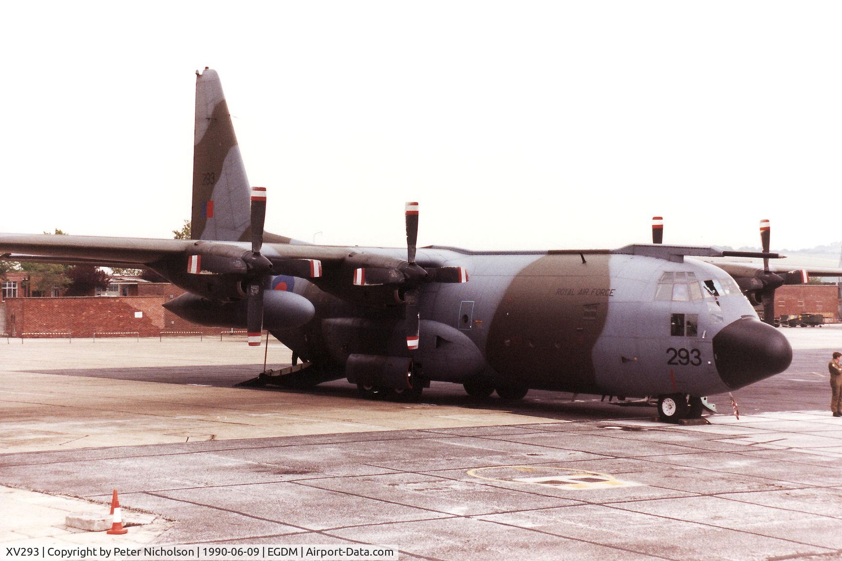 XV293, Lockheed C-130K Hercules C.1 C/N 382-4258, Hercules C.1, callsign Ascot 947, of the Lyneham Transport Wing on the flight-line at the 1990 Boscombe Down Battle of Britain 50th Anniversary Airshow.