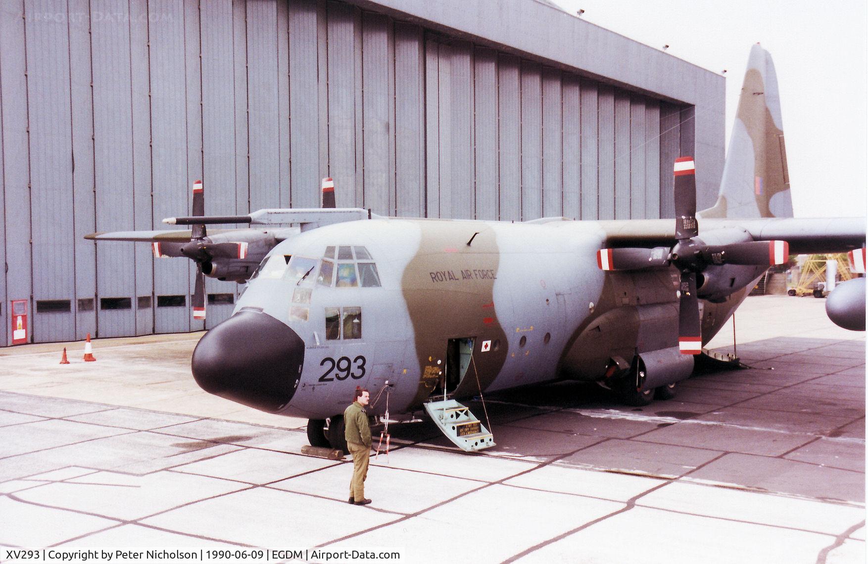 XV293, Lockheed C-130K Hercules C.1 C/N 382-4258, Ascot 947, a Hercules C.1 of the Lyneham Transport Wing on the flight-line at the 1990 Boscombe Down Battle of Britain 50th Anniversary Airshow.
