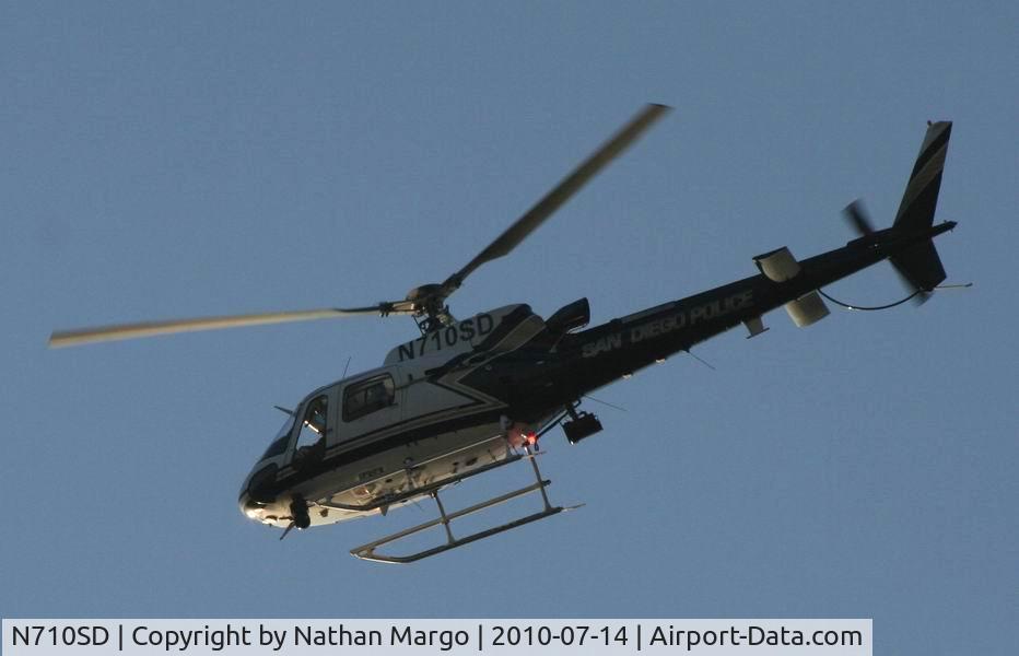 N710SD, 2006 Eurocopter AS-350B-3 Ecureuil Ecureuil C/N 4067, Seen flying in circles over Ocean Beach, San Diego, CA. just before sunset.