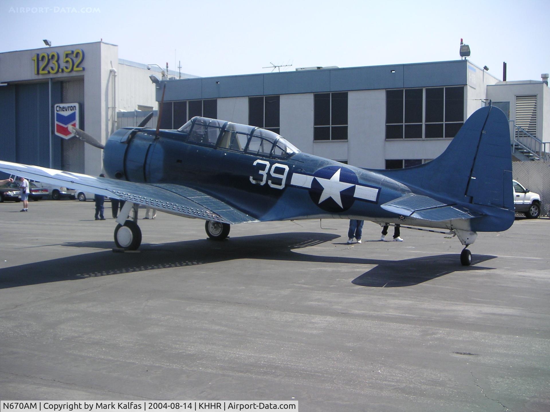 N670AM, 1993 Douglas SBD-5 Dauntless C/N 28536, Planes of Fame Douglas SBD-5 Dauntless, NX670AM on the ramp at KHHR during the 2004 Air Faire.