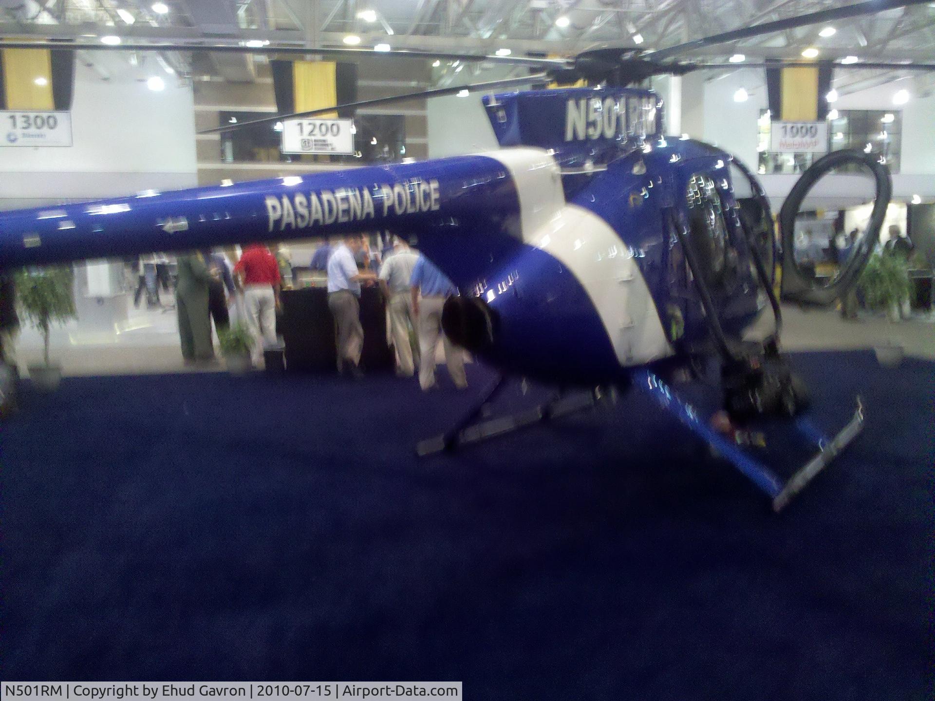 N501RM, 2009 MD Helicopters 369E C/N 0598E, Pasadena Police helicopter on display at the Airborne Law Enforcement Assocation convention, Tucson Convention Center, Tucson AZ.