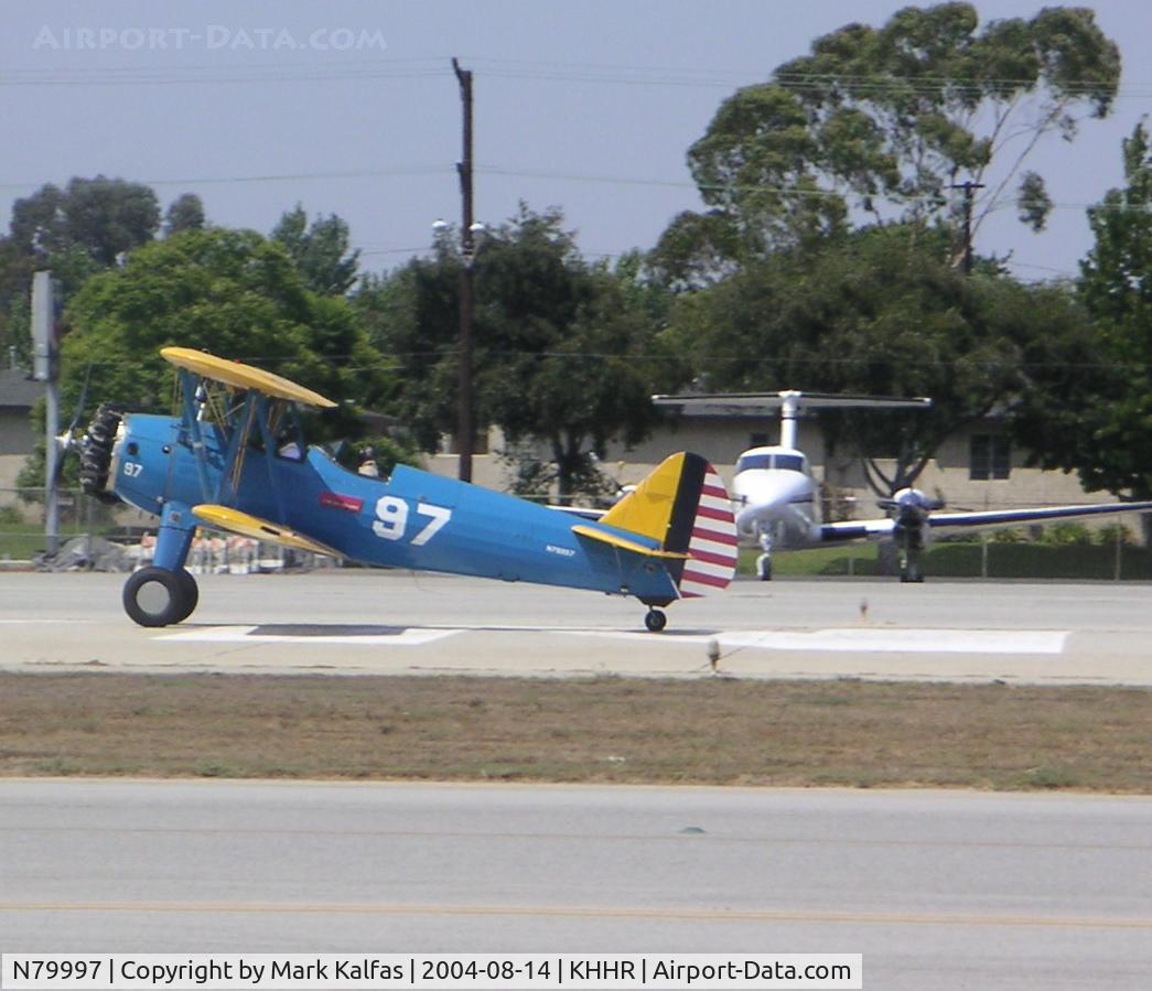 N79997, 1942 Boeing PT-17 Kaydet (A75N1) C/N 75-4266, Stearman PT-17, N79997 departing RWY 25 KHHR during the Air Faire 2004.