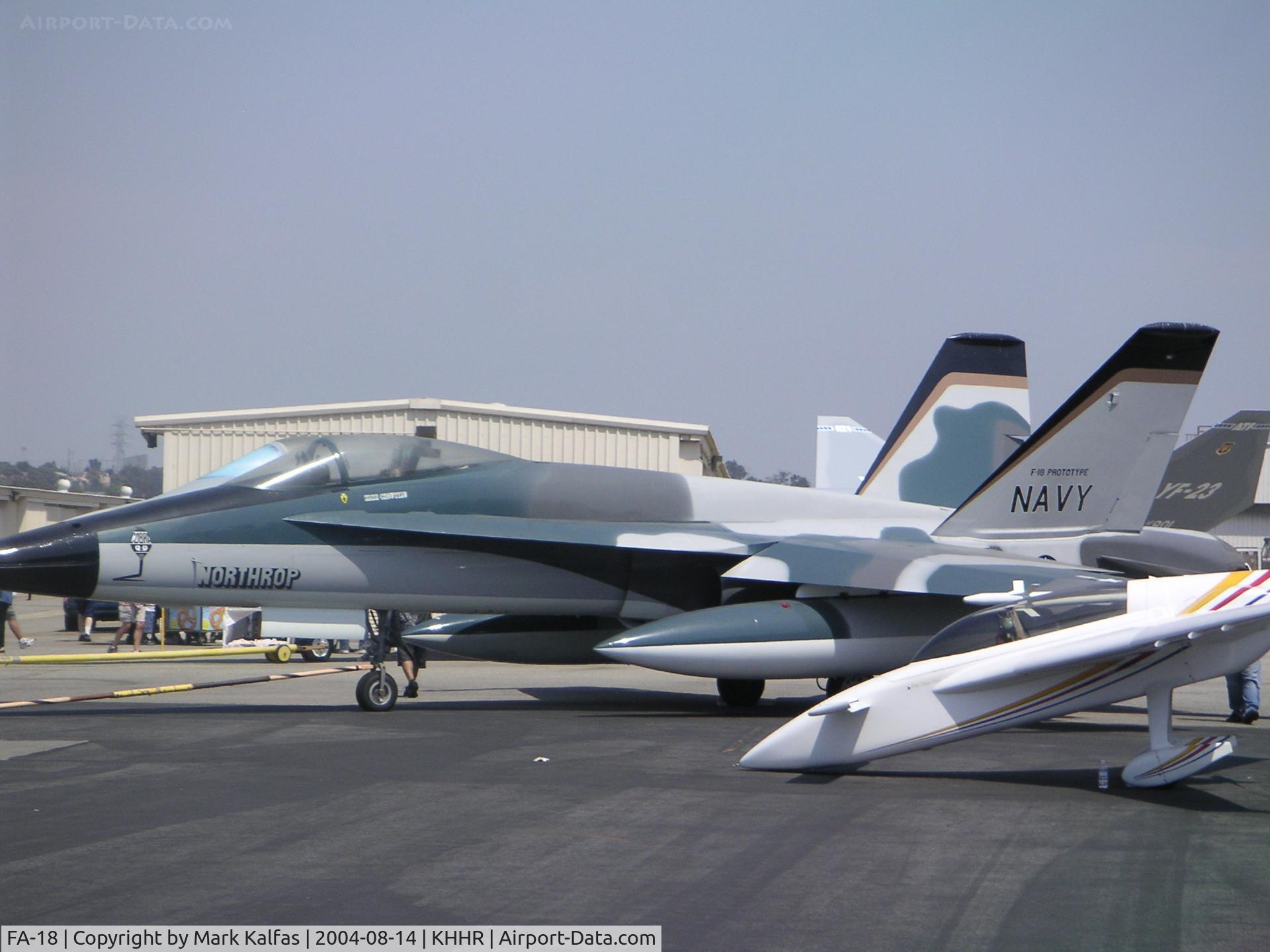 FA-18, 1980 SABCA F-16A Fighting Falcon C/N 6H-18, Northrop F-18A Prototype at the 2004 Air Faire KHHR.