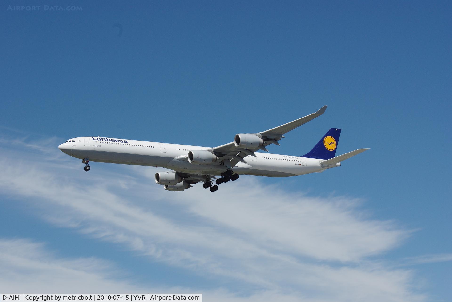 D-AIHI, 2004 Airbus A340-642 C/N 569, Landing at YVR
