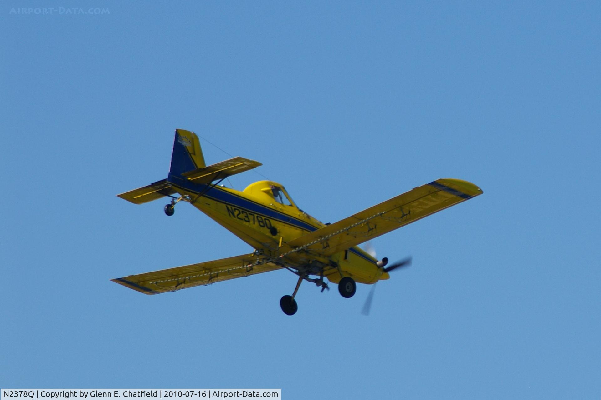 N2378Q, 1982 Air Tractor Inc AT-301 C/N 301-0454, Working the field just west of my neighborhood.  Now watching from my front yard in North Liberty Iowa