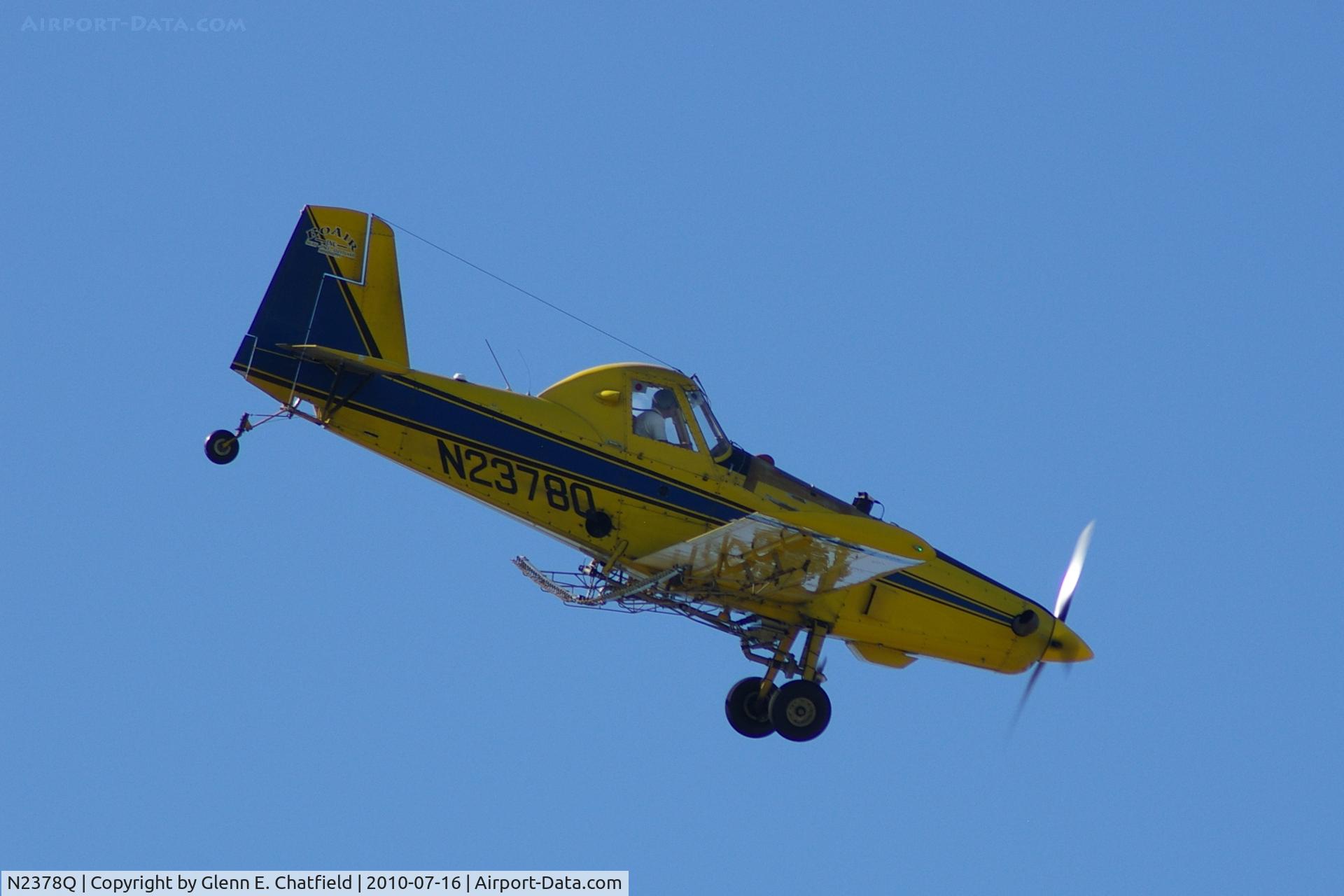 N2378Q, 1982 Air Tractor Inc AT-301 C/N 301-0454, Working the field just west of my neighborhood.  Now watching from my front yard in North Liberty Iowa.