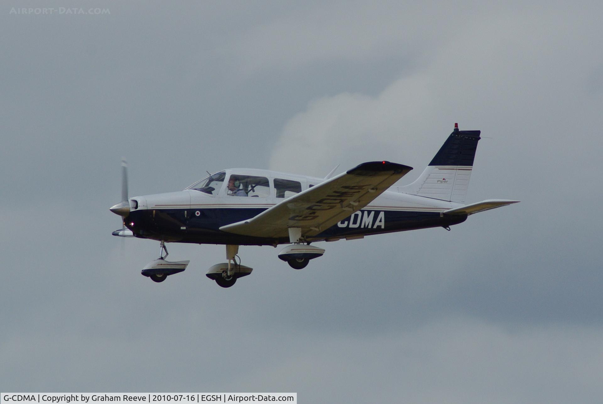 G-CDMA, 1974 Piper PA-28-151 Cherokee Warrior C/N 28-7415650, On finals.