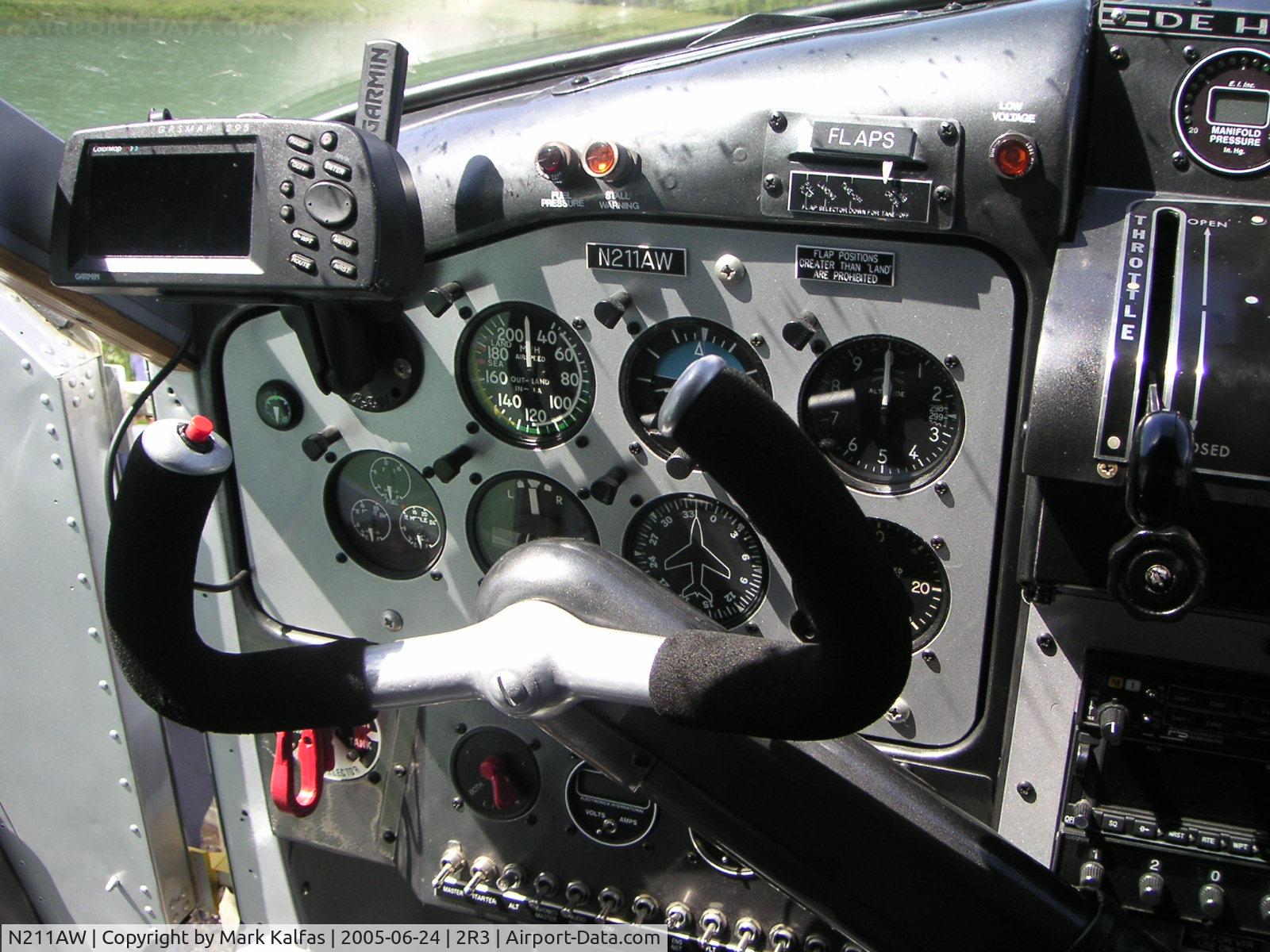 N211AW, 1957 De Havilland Canada DHC-2 MK. I(L20A) C/N 1360, Alaska West Air Dehavilland DHC-2 MK, N211AW cockpit view at Island Lake (2R3)