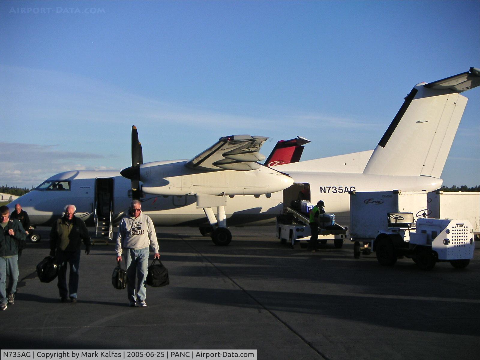 N735AG, 1991 De Havilland Canada DHC-8-106 Dash 8 C/N 258, ERA Bombardier DHC-8-106, N735AG on the ramp PANC after a trip in from PAEN.