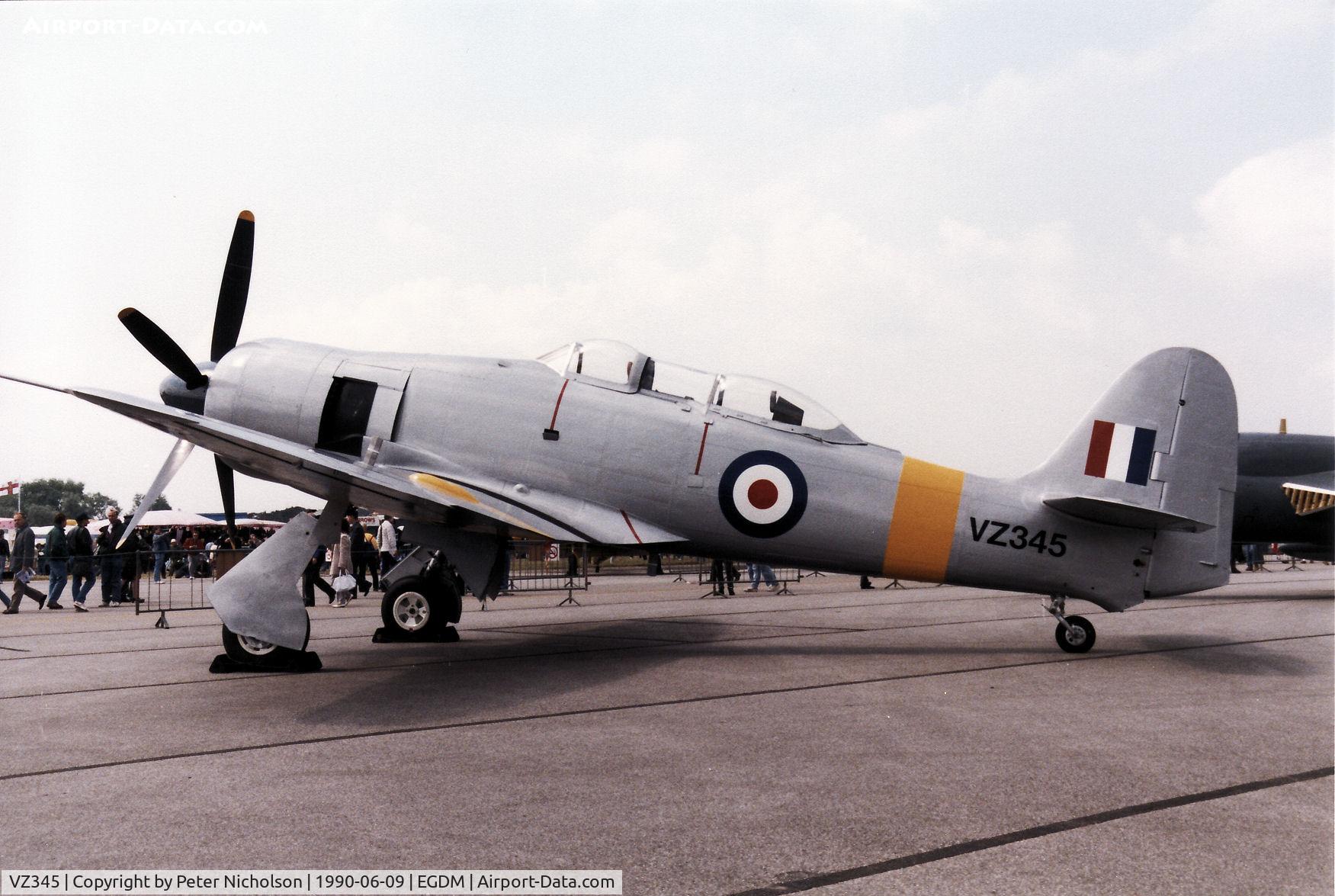 VZ345, 1950 Hawker Sea Fury T.20 C/N ES.8503, Sea Fury T.20 of the Aeroplane & Armament Experimental Establishment on display at the 1990 Boscombe Down Battle of Britain 50th Anniversary Airshow.