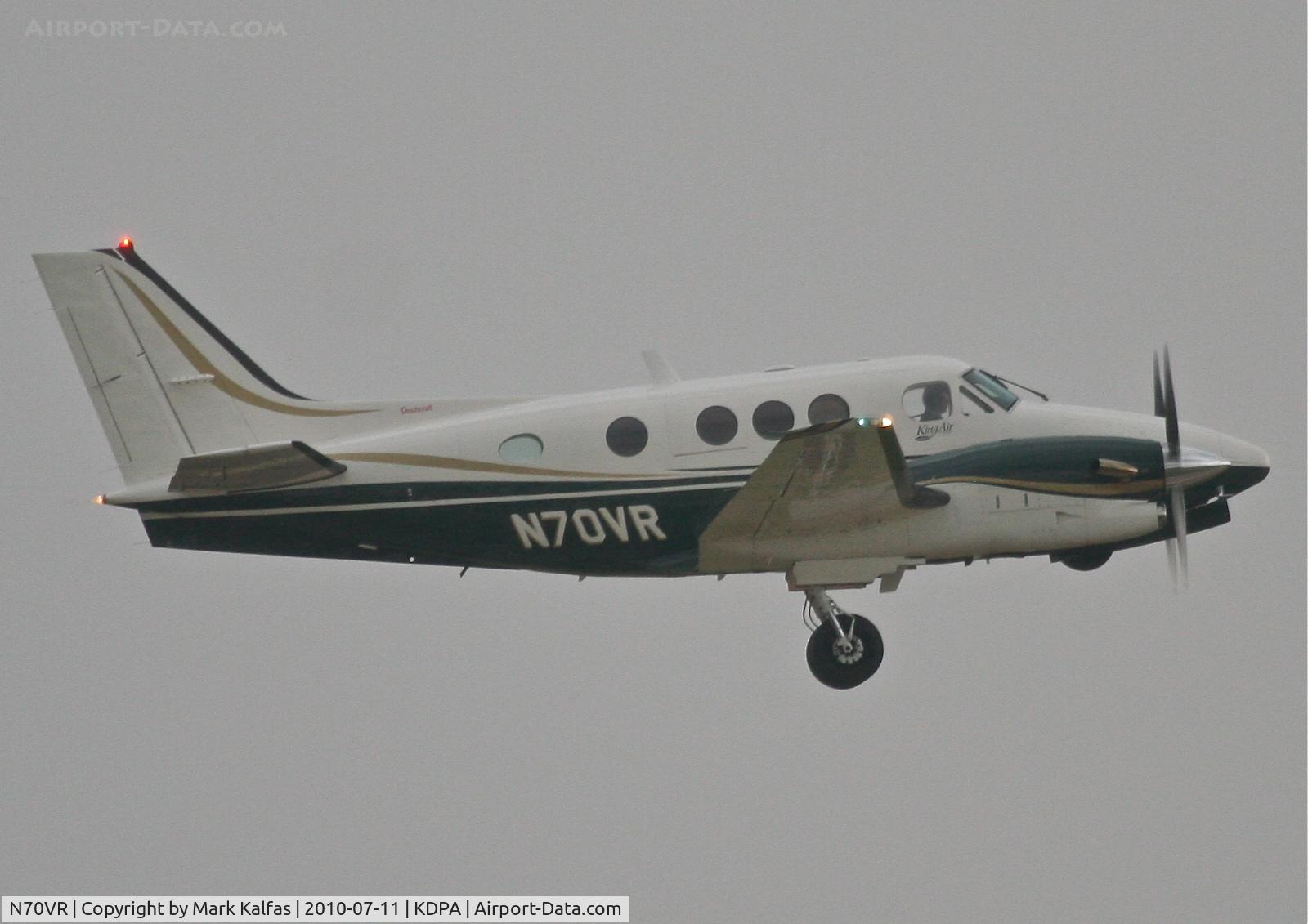 N70VR, 2001 Raytheon Aircraft Company C90A C/N LJ1651, BA JACOBS FLIGHT SERVICES Raytheon Aircraft Company C90A King Air, departing 20R KDPA in heavy rain en-route to KPCZ.
