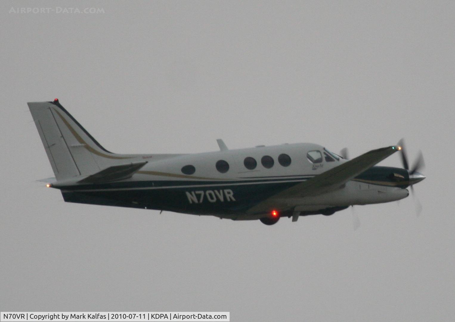 N70VR, 2001 Raytheon Aircraft Company C90A C/N LJ1651, BA JACOBS FLIGHT SERVICES Raytheon Aircraft Company C90A King Air, departing 20R KDPA in heavy rain en-route to KPCZ.