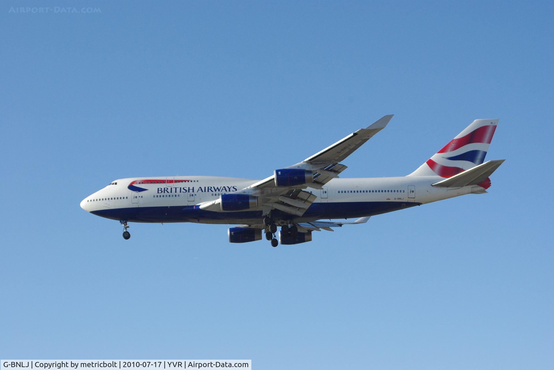 G-BNLJ, 1990 Boeing 747-436 C/N 24052, BA85 from Heathrow landing at YVR