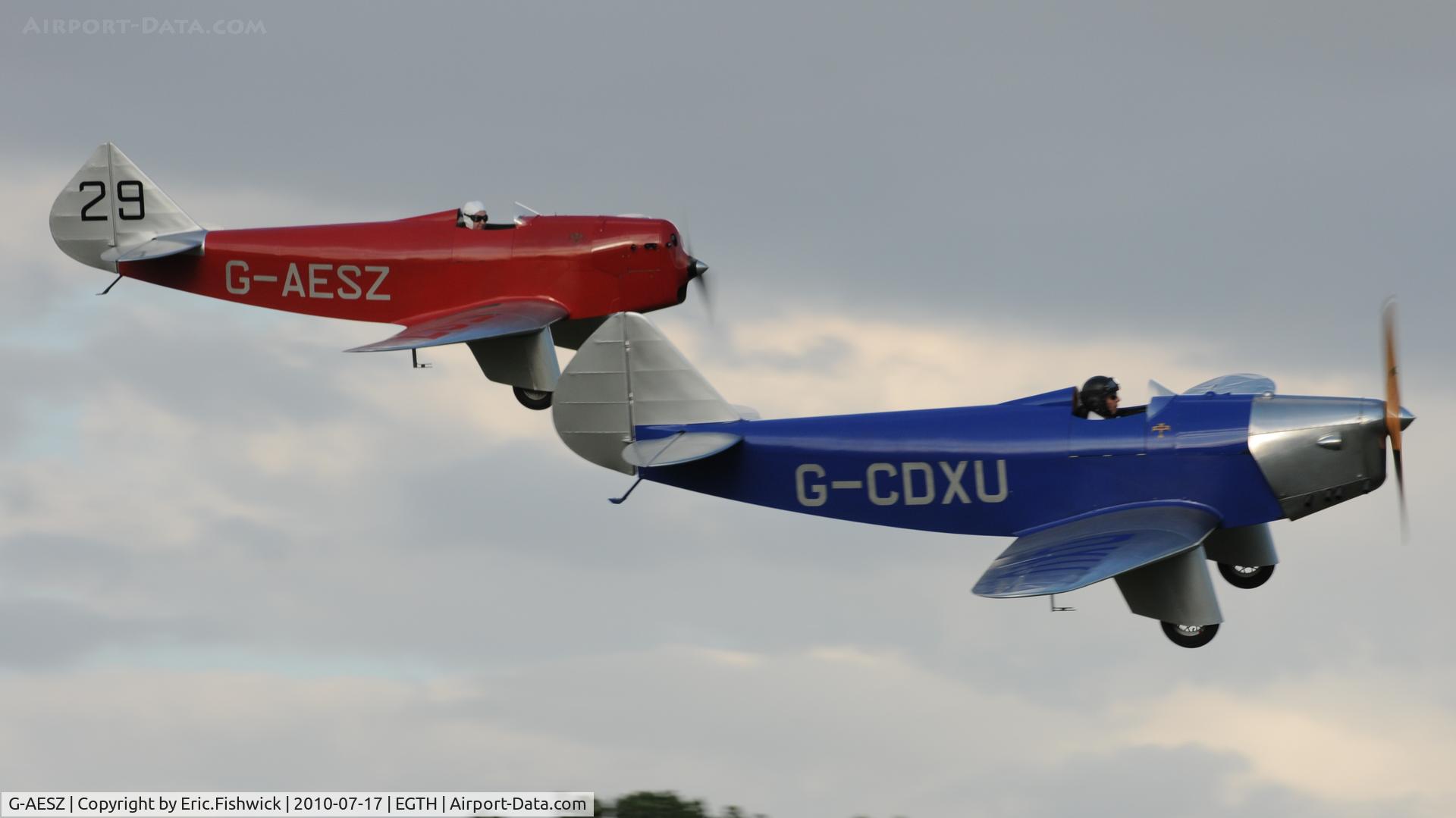 G-AESZ, 1937 Chilton DW1 C/N DW1/1, 45. G-AESZ and G-CDXU at Shuttleworth Mid Summer Air Display July 2010