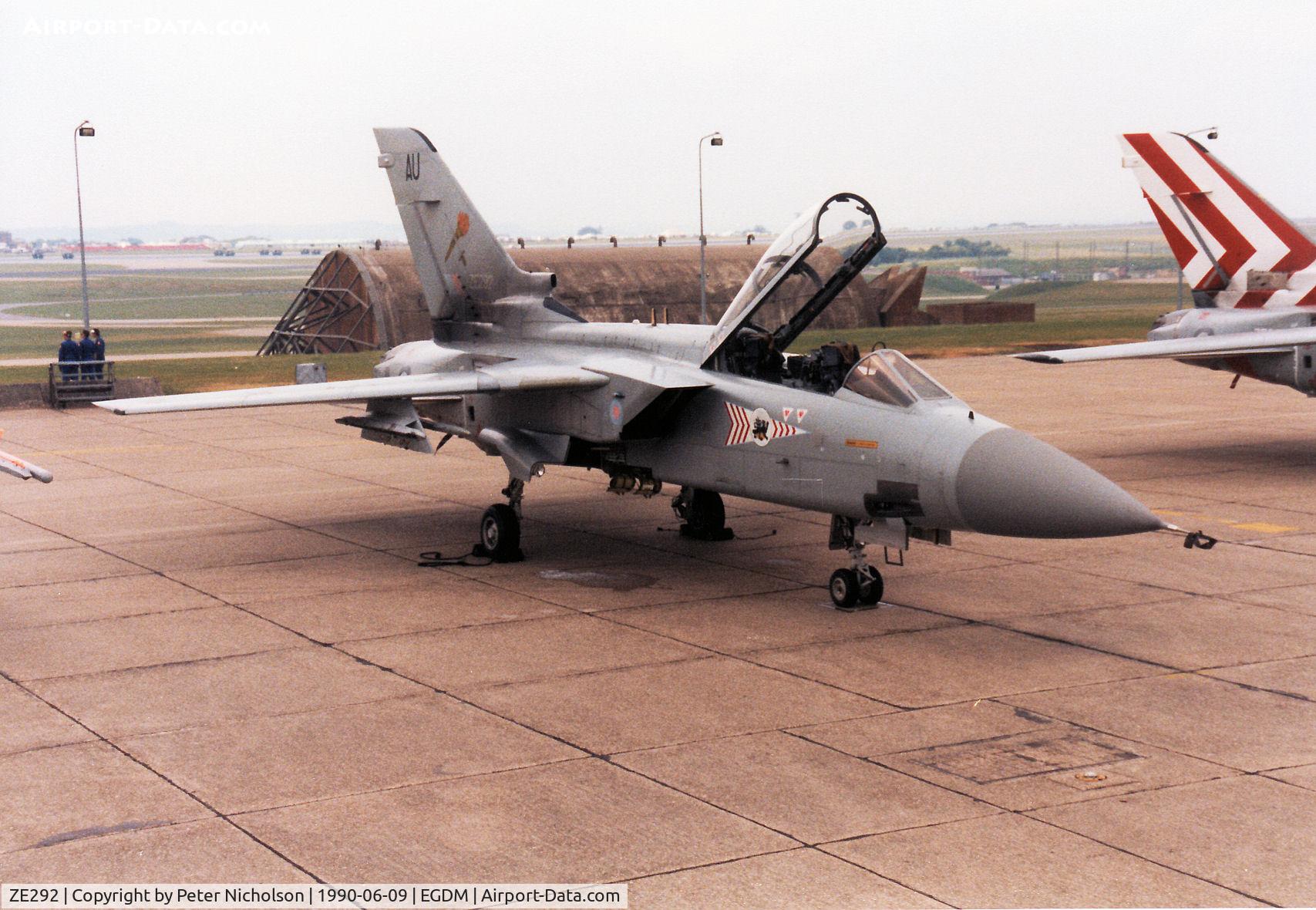 ZE292, 1987 Panavia Tornado F.3 C/N AS038/626/3279, Another view of the 229 Operational Conversion Unit Tornado F.3 on the flight-line at the 1990 Boscombe Down Battle of Britain 50th Anniversary Airshow.