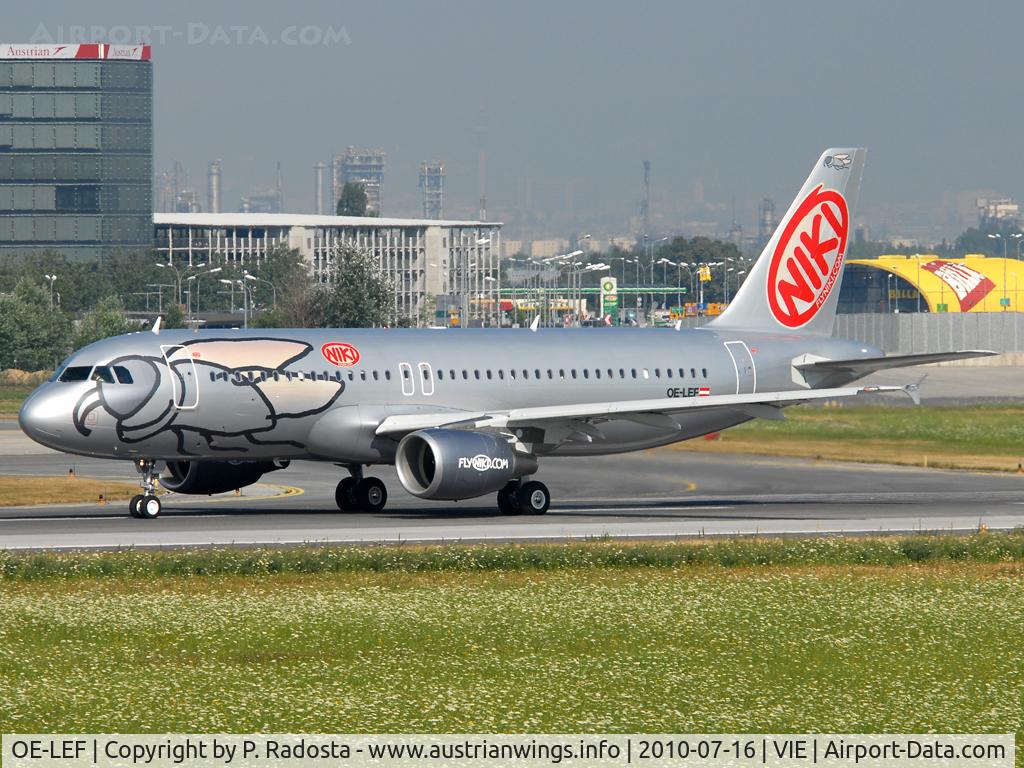 OE-LEF, 2010 Airbus A320-214 C/N 4368, Niki's newest A 320 - just one day in service at the time of that picture; departing RWY 16 bound for AGP