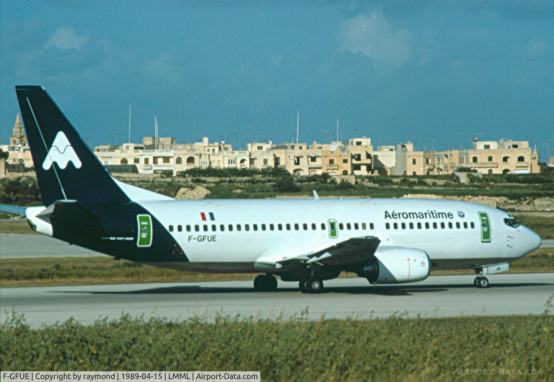 F-GFUE, 1989 Boeing 737-3B3QC C/N 24387, Aeromaritime B737 F-GFUE taxing in Malta prior to departure.