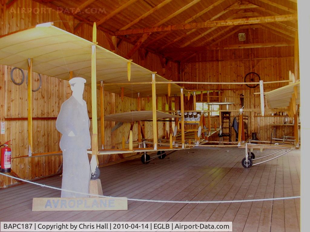 BAPC187, 1988 Roe Type I Biplane Replica C/N BAPC187, Roe 1 Biplane reproduction at the Brooklands Museum